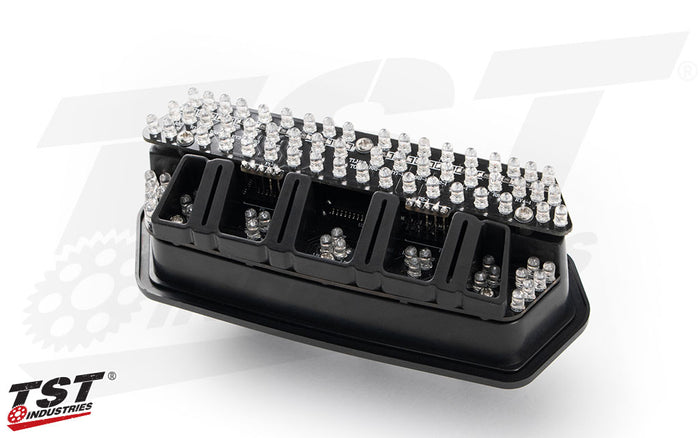 Super bright LEDs and 9 combinations of programmable light modes.