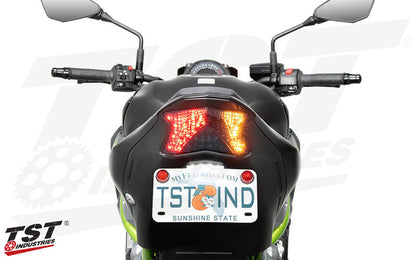 Built-in LED turn signals help to eliminate the bulk attached at the rear of your ZH2.
