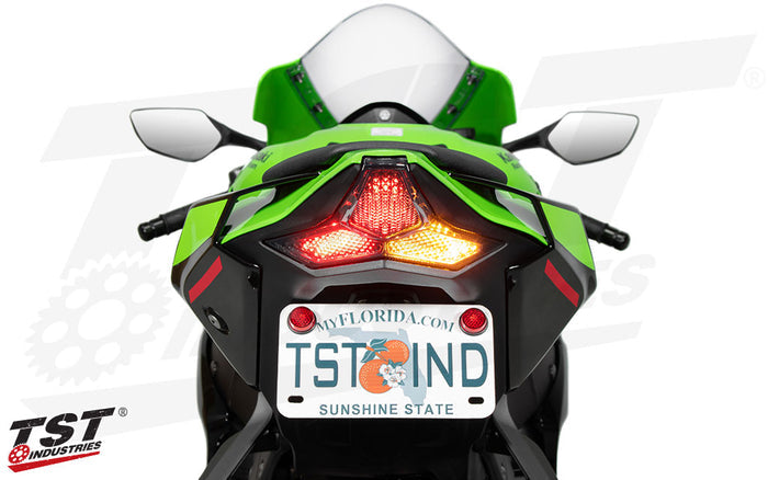 Built-in turn signals eliminate the need for bulky stock signals.