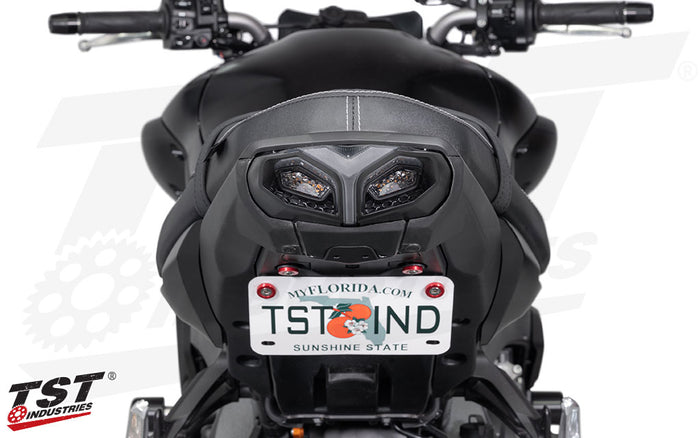 The Integrated tail lights aggressive design matches the 2022+ Yamaha MT-10 aesthetic.