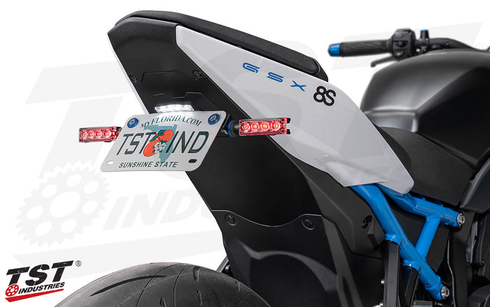 Quadrix-D rear lighting shown installed on the Suzuki GSX-8S / GSX-8R with the TST Fender Eliminator.