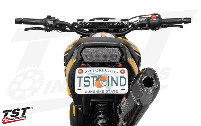 TST Standard Fender Eliminator for Honda 2013-2016 Grom - Shown with upgraded red washer hardware kit.
