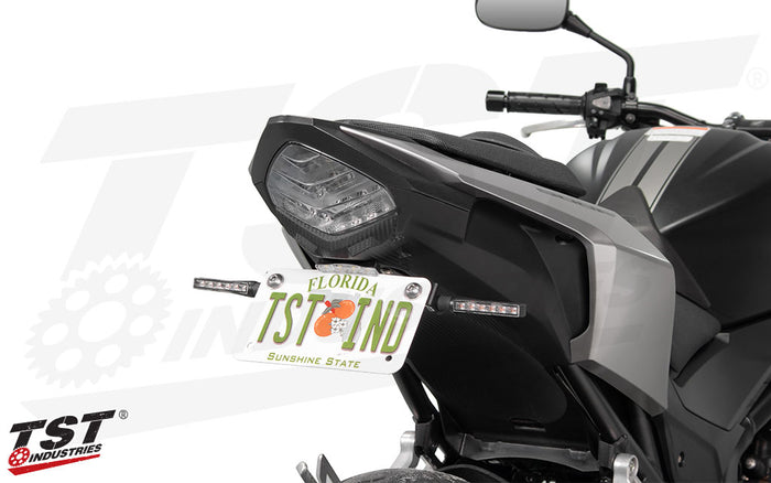 Ditch the bulky OEM fender on your Honda CBR500R / CB500F. (Shown with the TST LED Pod Signal Kit and LED Low-Profile License Plate Light - sold separately)