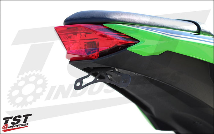 TST Industries Fender Eliminator on the 2013+ Kawasaki Ninja 300R.