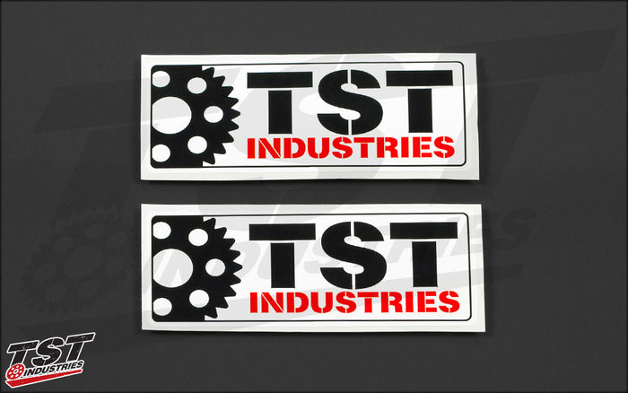 Rectangular TST sticker. Measures 5 x 2 inches.