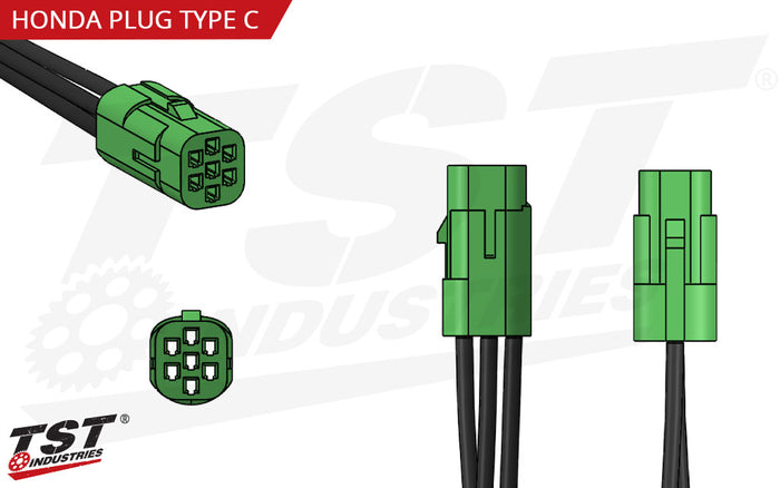 Diagram of OEM style connector for plug and play compatability.