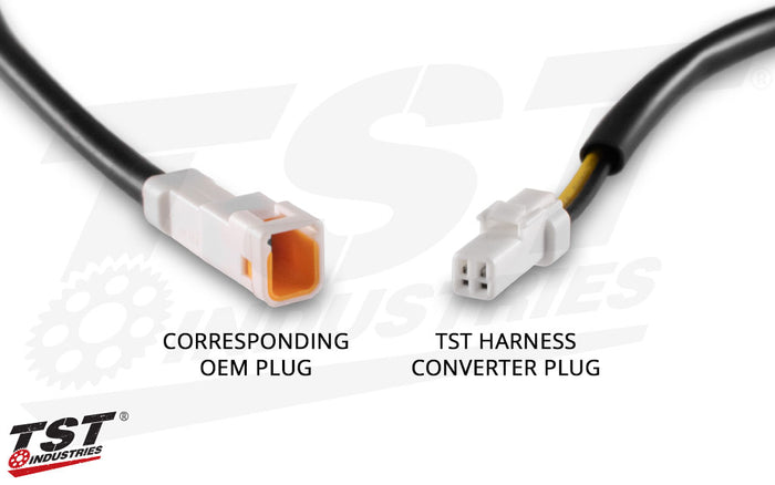 Compare the TST harness converter plug with the corresponding OEM plug to ensure compatibility.