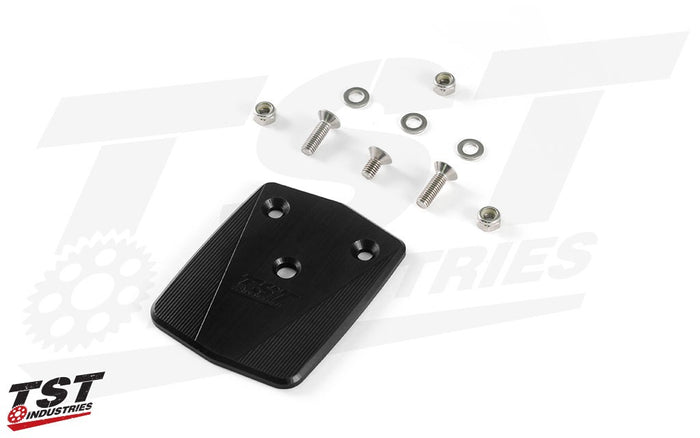 Manufactured from black anodized CNC machined aluminum and designed specifically to close the hole in your undertail.