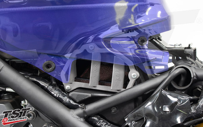 Increase the airflow of your 321cc R3 / MT-03 engine with the TST WORX Airbox Cover modification.