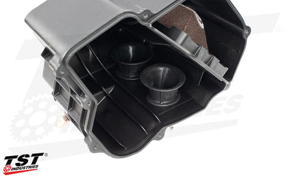 TST WORX Velocity Stacks installed on the Yamaha YZF-R3 Airbox.