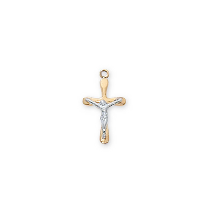 Two-Tone Crucifix Necklace - Gold over Sterling