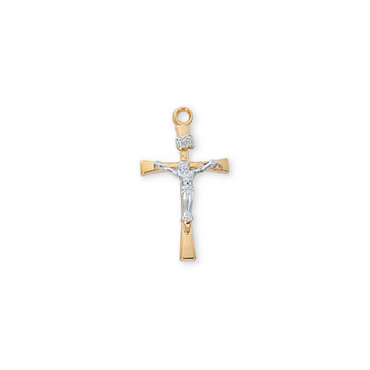 Two-Tone Crucifix Necklace - Gold over Sterling