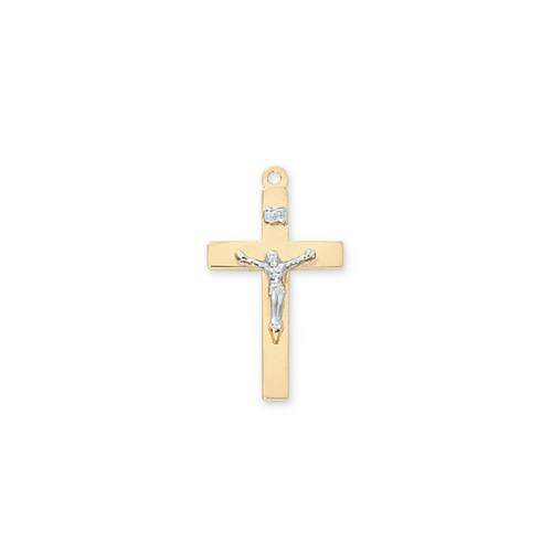 Two-Tone Crucifix Necklace - Gold over Sterling