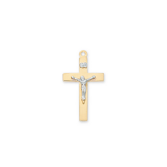 Two-Tone Crucifix Necklace - Gold over Sterling