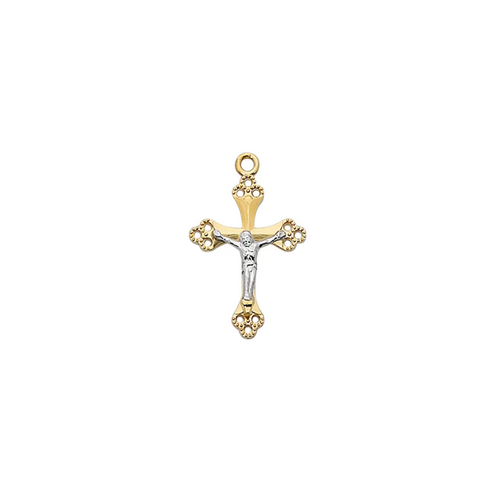 Two-Tone Crucifix Necklace - Gold over Sterling