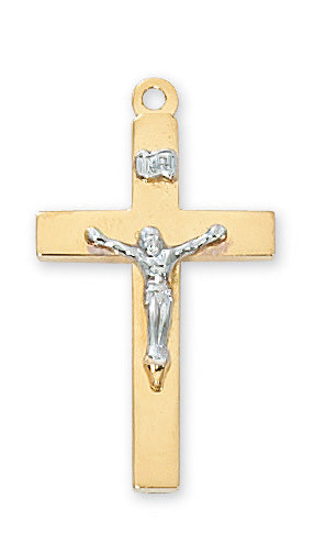 Two-Tone Crucifix Necklace - Gold over Sterling