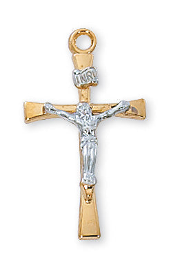 Two-Tone Crucifix Necklace - Gold over Sterling