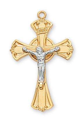 Two-Tone Crucifix Necklace - Gold over Sterling