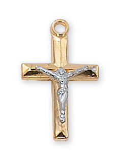 Two-Tone Crucifix Necklace - Gold over Sterling