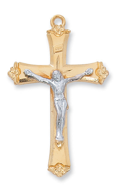 Two-Tone Crucifix Necklace - Gold over Sterling