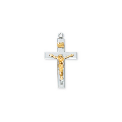 Two-Tone Crucifix Necklace - Sterling Silver