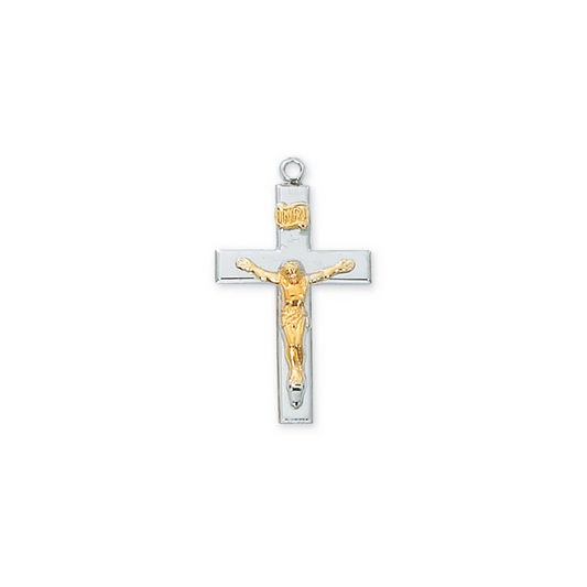 Two-Tone Crucifix Necklace - Sterling Silver