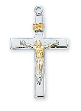 Two-Tone Crucifix Necklace - Sterling Silver