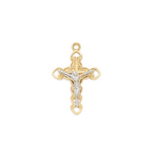 Two-Tone Crucifix Necklace on 16" Chain