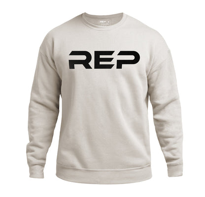 The REP Fitness Unisex Daily Driver Crewneck Sweatshirt in Dust/Black front