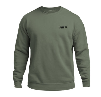 The REP Fitness Unisex REP® Crewneck Sweatshirt in Olive/Black front