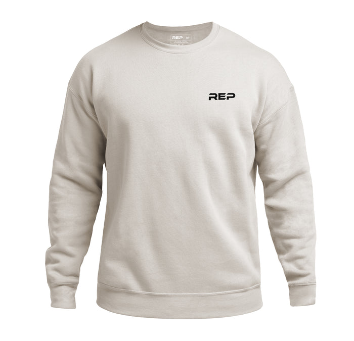 The REP Fitness Unisex REP® Crewneck Sweatshirt in Dust/Black front