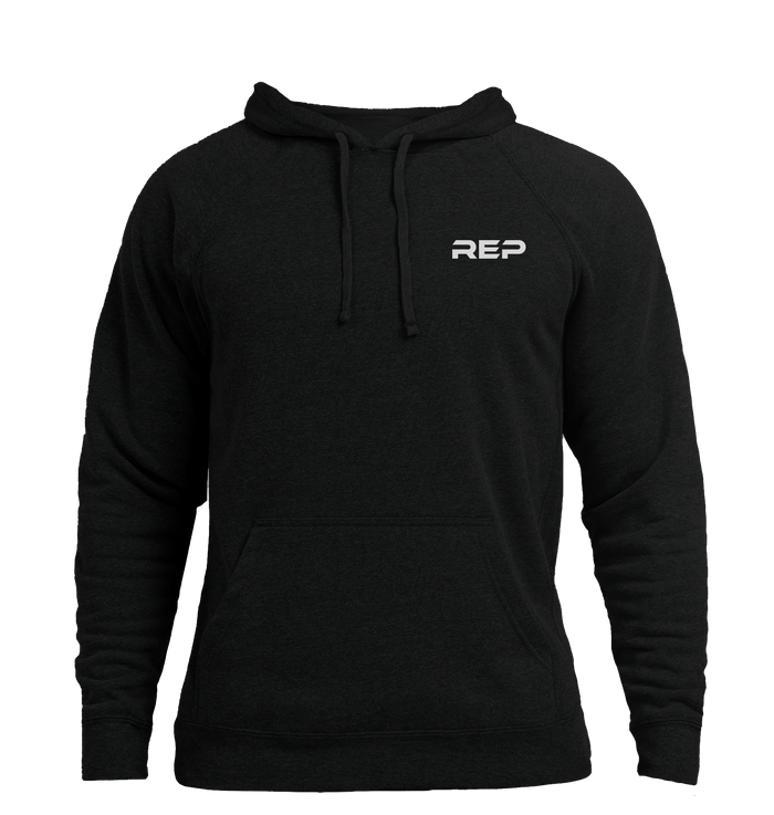 The REP Fitness Unisex USA Pull Over Hoodie in Black/White front