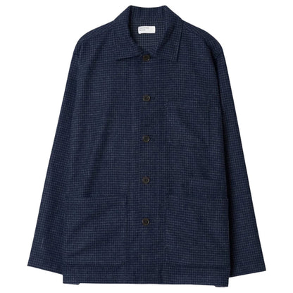 Universal Works Bobby Wool Mix Bakers Overshirt - Navy Check