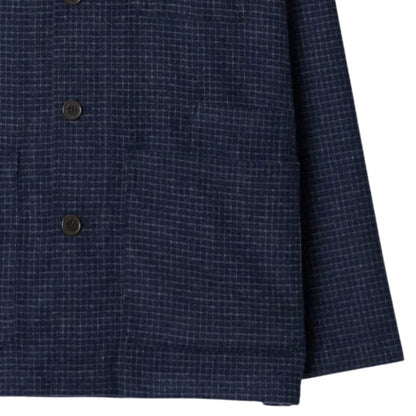 Universal Works Bobby Wool Mix Bakers Overshirt - Navy Check