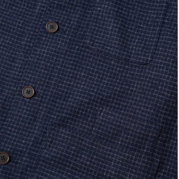 Universal Works Bobby Wool Mix Bakers Overshirt - Navy Check