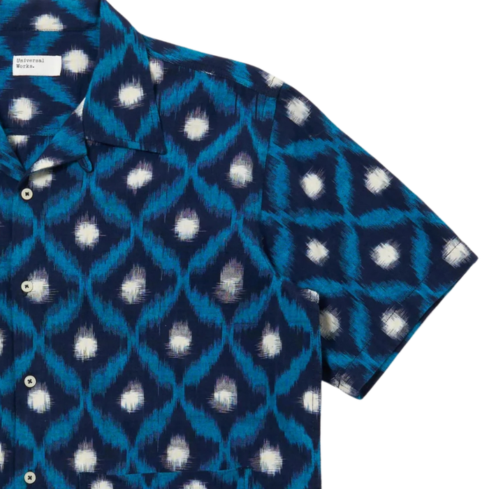 Universal Works Diamond Ikat Deck Shirt - Indigo