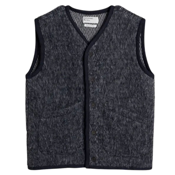 Universal Works Lancaster Gilet Losso Mohair Mix - Navy/Grey