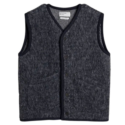 Universal Works Lancaster Gilet Losso Mohair Mix - Navy/Grey