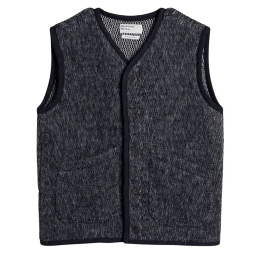 Universal Works Lancaster Gilet Losso Mohair Mix - Navy/Grey