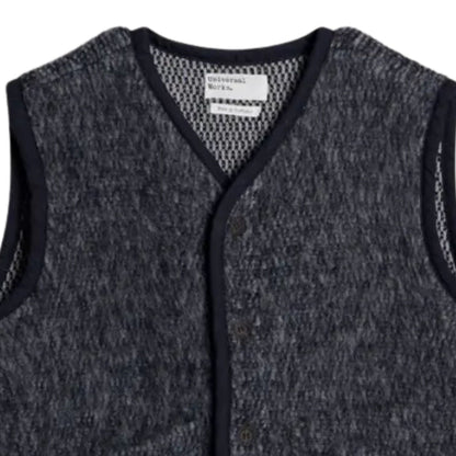 Universal Works Lancaster Gilet Losso Mohair Mix - Navy/Grey
