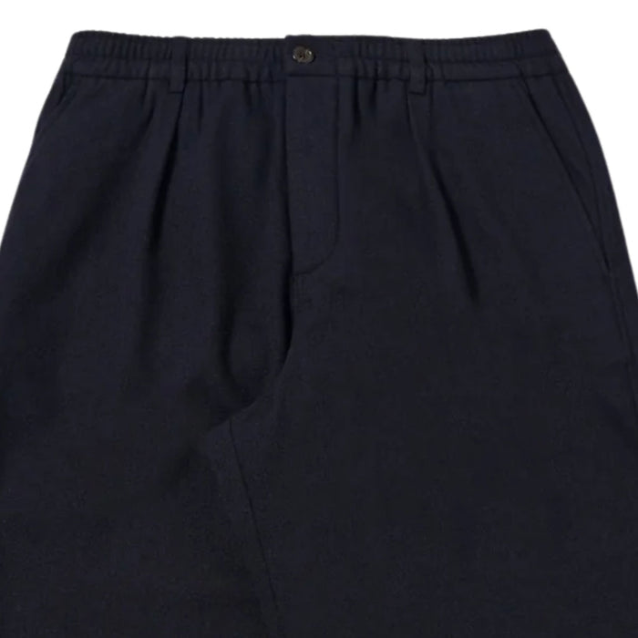 Universal Works Pleated Track Pant Robin Wool Mix - Dark Navy