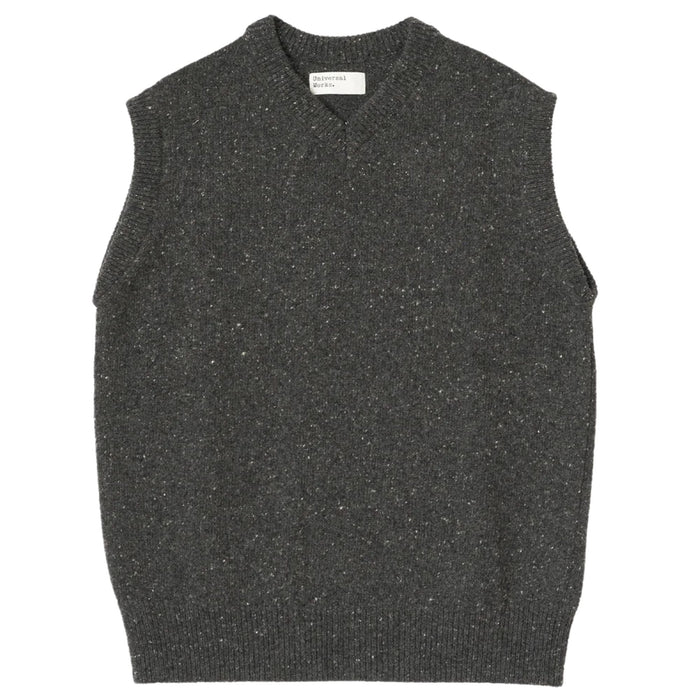 Universal Works Sweater Vest Wool Fleck - Black