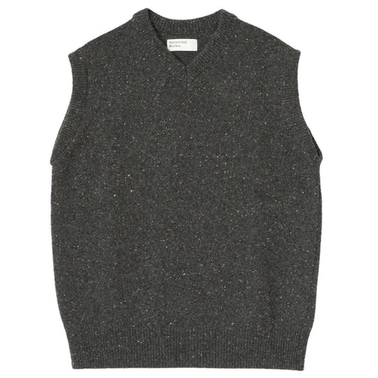 Universal Works Sweater Vest Wool Fleck - Black