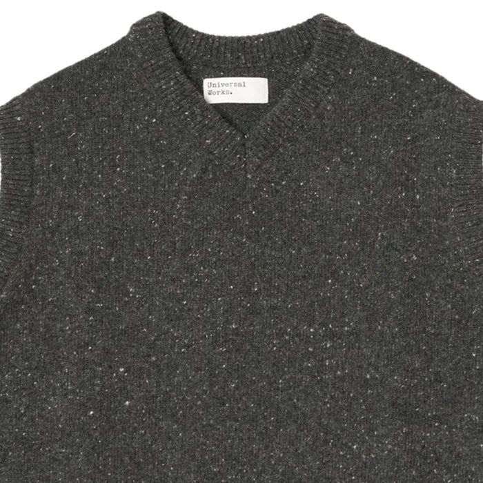 Universal Works Sweater Vest Wool Fleck - Black