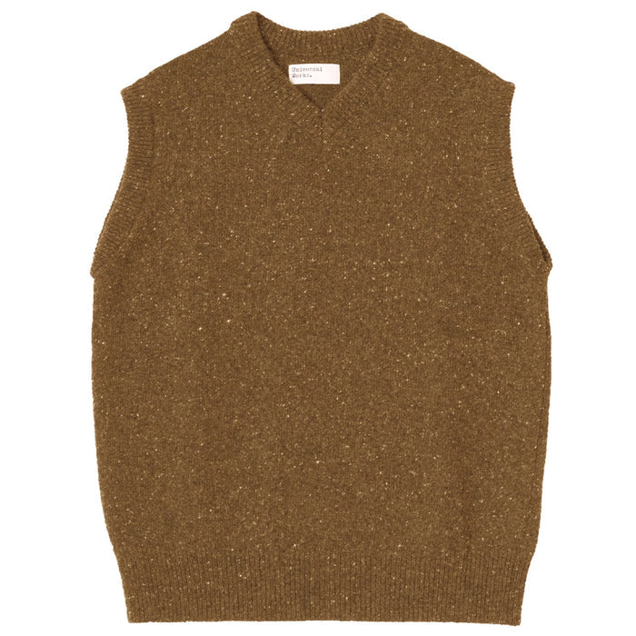 Universal Works Sweater Vest Wool Fleck - Brown