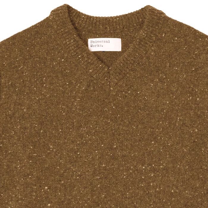 Universal Works Sweater Vest Wool Fleck - Brown