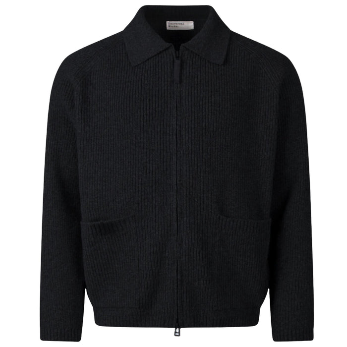 Universal Works Zip Cardigan Eco Wool - Black