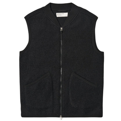 Universal Works Zip Waistcoat Wool Fleece - Black