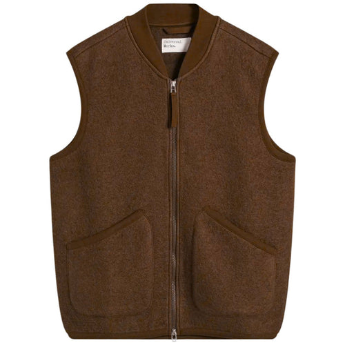 Universal Works Zip Waistcoat Wool Fleece - Cacao
