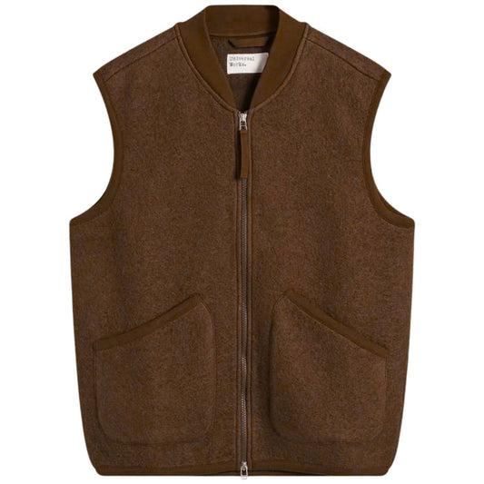 Universal Works Zip Waistcoat Wool Fleece - Cacao